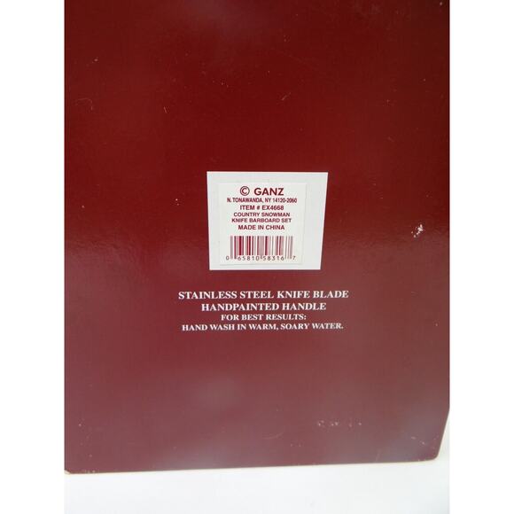 Ganz Country Snowman Knife w/Wood Cutting Board Set, Christmas Party New - Picture 3 of 3